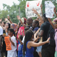 Demonstrators protest outside the Ferguson Police Department in Missouri during the National March on Ferguson Aug. 30, 2014.
Michael B. Thomas/AFP/Getty Images